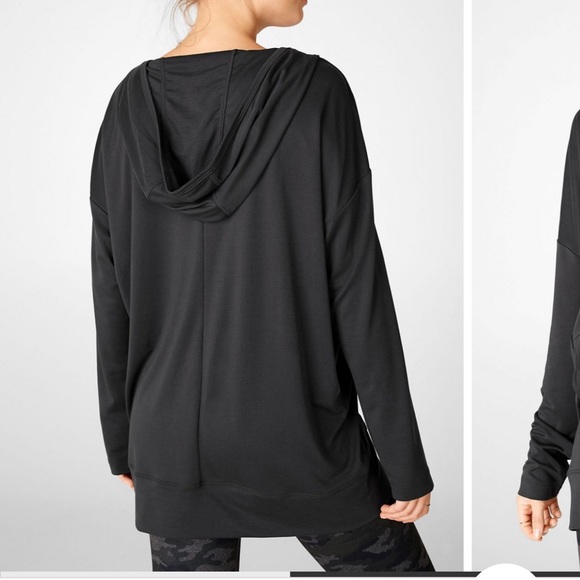 NWT Fabletics Athena Hooded Pullover 2 Black Athletic Hoodie - Picture 3 of 8